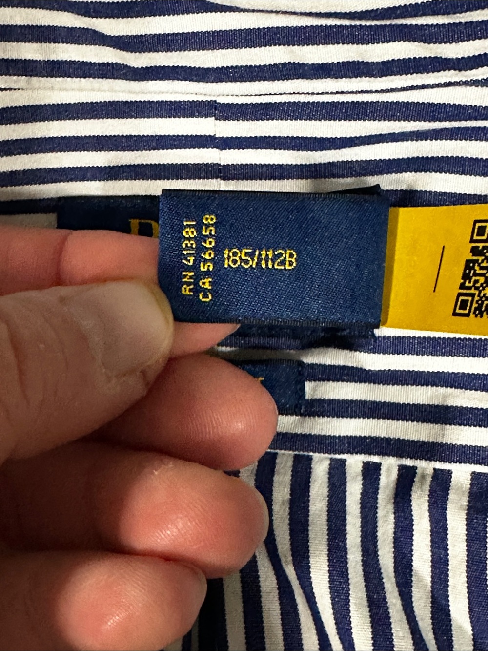 Polo Ralph Lauren Navy & White Striped Stretch Poplin Shirt Classic Fit XL 17.5 - Picture 5 of 8